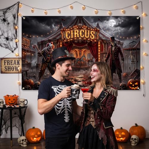 Halloween Evil Circus Backdrop Banner Haunted House Photo Booth Props 8x6ft