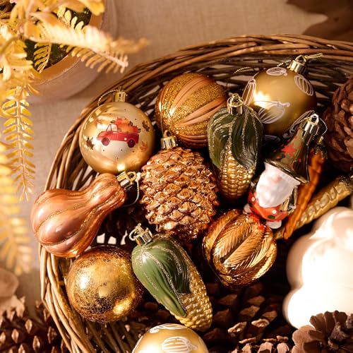 Fall Tree Ornaments Set - 35 Shatterproof Pumpkins & Harvest Decorations