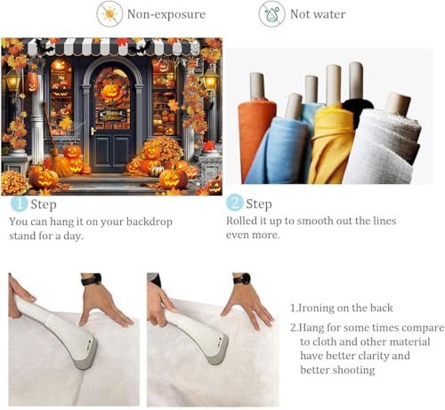 Halloween Backdrop for Photography 7x5FT - Maple Leaves Witch Pumpkin Banner