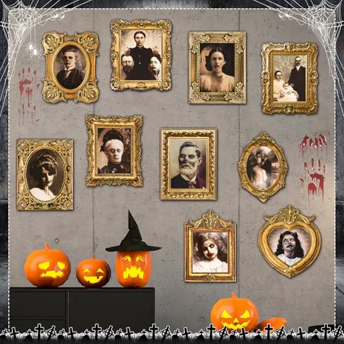 20 Pcs Halloween 3D Moving Face Portraits Horror Wall Decor - Spooky Haunted Mansion Set