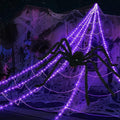 Purple Halloween Spider Web Lights Kit with 78.7" Spider & 23ft Cobweb - 8 Modes
