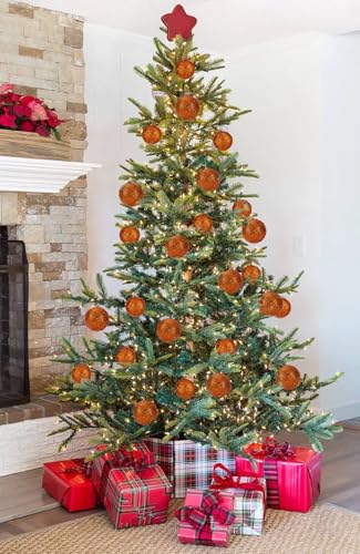 Large Orange Christmas Ornaments Set - 3.15 Inch Shatterproof Holiday Decor, 6 Pcs