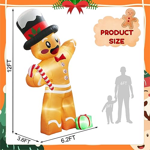 OurWarm 12FT Gingerbread Christmas Inflatable - Giant Holiday Yard Decor