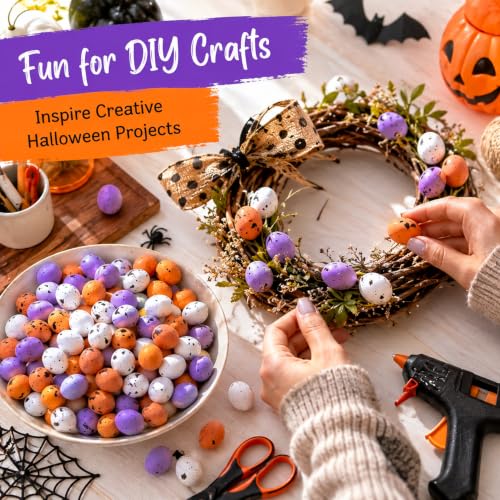 Halloween Foam Eggs Set - Mini Orange White Purple Decor, 200 Pcs