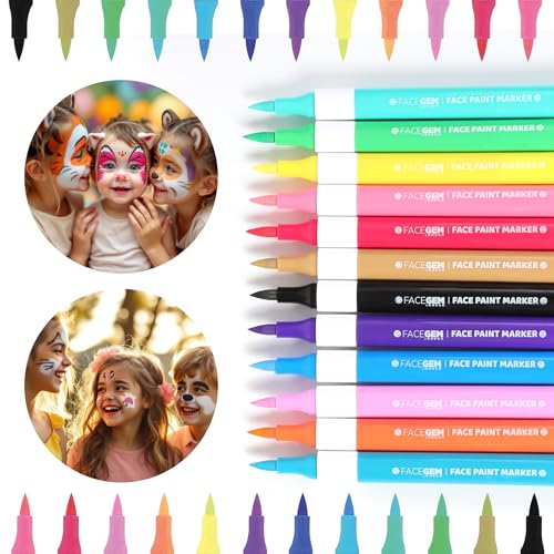 12-Color Water-Based Face Paint Kit - Mess-Free, Washable & Non-Toxic for Festivals & Parties