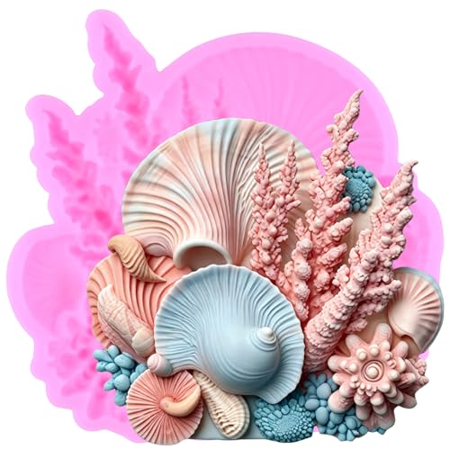 Marine Theme Fondant Molds Seashell & Seaweed Silicone Mold - Style D