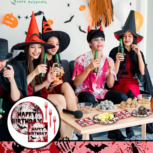 Halloween Blood Themed Tableware Set - 96 Pcs Spooky Party Supplies