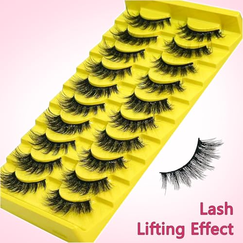 Wispy Cat Eye False Eyelashes 10 Pairs Fluffy Strip Lashes - Yellow Variation
