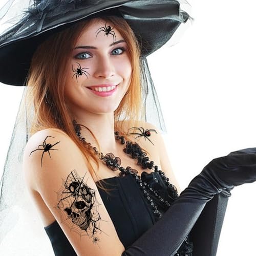 Halloween Spider Web Temporary Tattoos - Style03, Waterproof Body Stickers, 10 Sheets