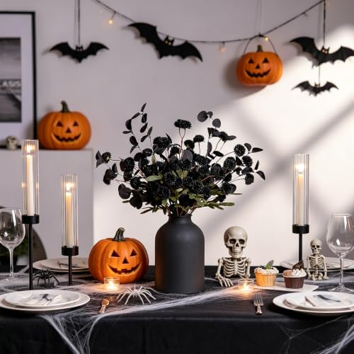 Black Flowers Artificial Centerpiece with Vase - Gothic Home Decor - Variation: Black Kiku / 1