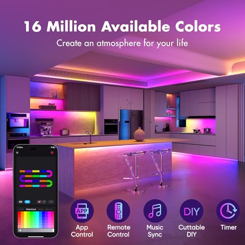 130FT Smart RGB LED Strip Lights WiFi Voice Control Color Changing