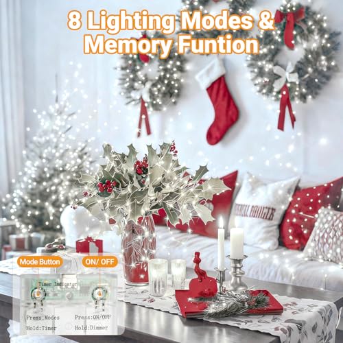 Cool White Fairy Lights Battery Operated 6 Pack 33FT 100LED USB & AA Powered Dimmable Indoor Wedding Decor