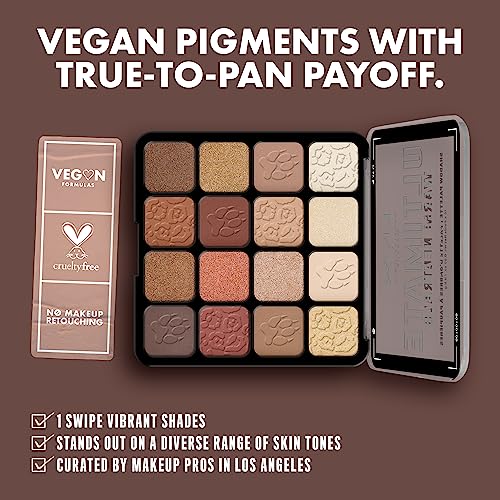 Vegan Eyeshadow Palette with 16 Pigmented Shades - Warm Neutrals