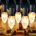 Vintage C9 Christmas String Lights - 50FT Warm White & Black Wire