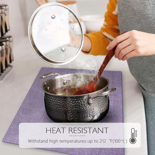 Purple Faux Leather Placemats Set of 4 - Washable, Heat & Waterproof Table Mats