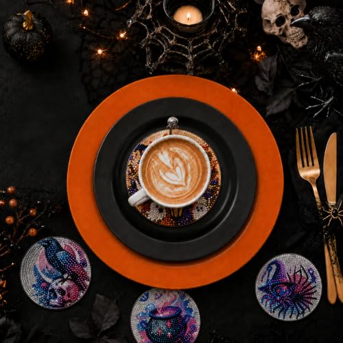 Gorgeous Halloween Diamond Art Coasters Kit - 10 pcs with Stand