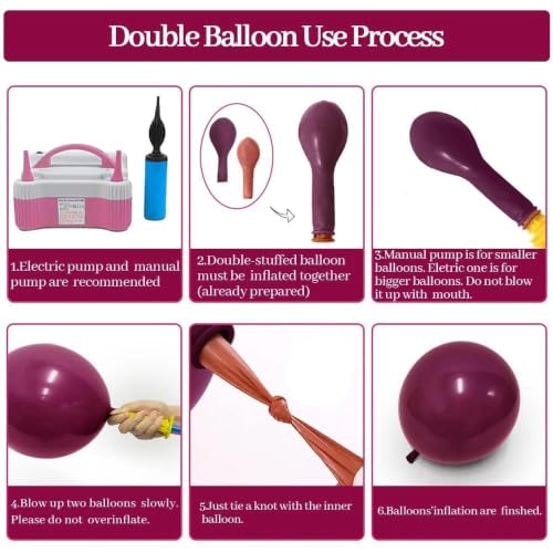 Dark Purple Pink Balloon Garland Kit Double Stuffed Plum Mauve Burgundy Gold Arch with 5-18 Inch Balloons - Variation of Dark Purple Pink Gold