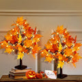 2 Pieces 24 Inch Artificial Fall Tree with LED Lights Battery & USB Operated - Thanksgiving Autumn Decor - Variation 2