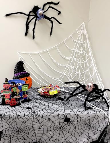 Halloween Spider Web Lace Tablecloth - Black 60"x71" for Rectangle Tables - Gothic Halloween Decor