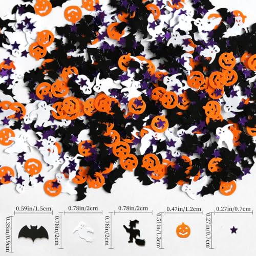Halloween Confetti Assortment - Orange Pumpkin Ghost Bat Sprinkles for Party Decor - 15g