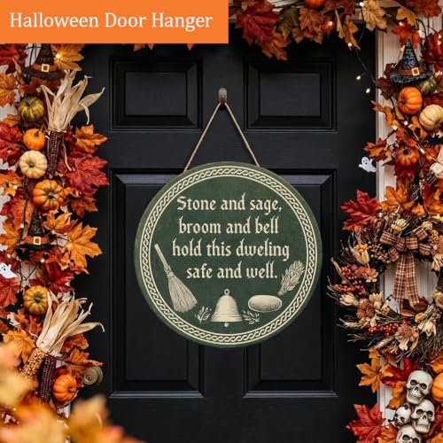 Pagan Witchy House Blessing Wooden Sign - Halloween Decor, 12x12, With Rope - Halloween Decorations, Spiritual Home Sign, Fall & Holiday Decor