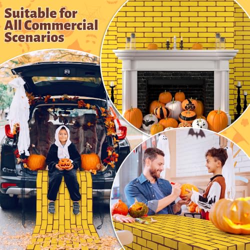 Yellow Brick Road Tablecloth Roll - 120 Ft x 54 Inch Disposable Plastic Cover with Cutter - Halloween & Wizard Party Decor - Variation: 1440" x 54"
