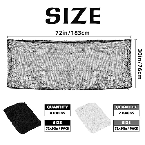 Creepy Cloth Halloween Decoration Set - 6 Pieces 30x72in Black & White Gauze
