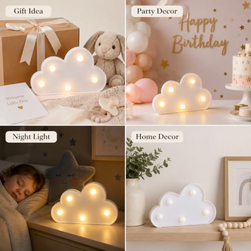 6 Pcs LED Cloud Night Lights - Cloud-Shaped Wall Hangable Lamps - Warm White