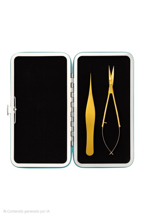 Professional Eyebrow Grooming Kit, 2-Piece Set with Tweezers and Scissors, Gold color
