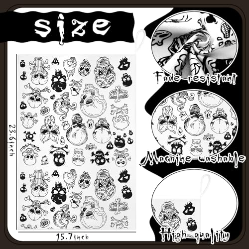 Halloween Skeleton Kitchen Towels Set - Funny Skull & Black White Variation
