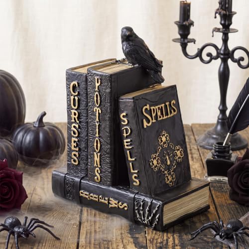 Halloween Spell Book Decor with Black Raven Style - Mantel & Book Decor