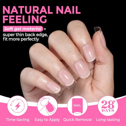 UNA GELLA Short Sharp Square Nail Tips 216pcs - Pre-Etched, Flexi Gel, 12 Sizes