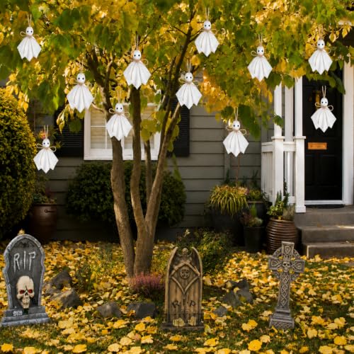 20Pcs Halloween Hanging Ghost Ornaments - Small Tree & Wall Decor, Spooky & Cute