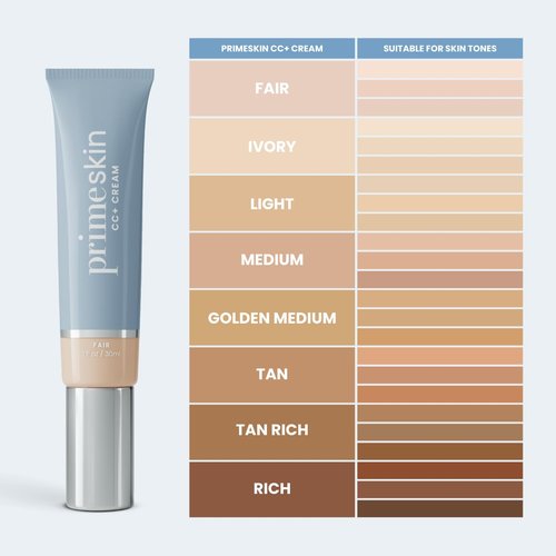 Prime Prometics PrimeSkin CC+ Cream - Lightweight Liquid-to-Powder Foundation for Mature Skin | Blurs Pores & Covers Age Spots (Fair)