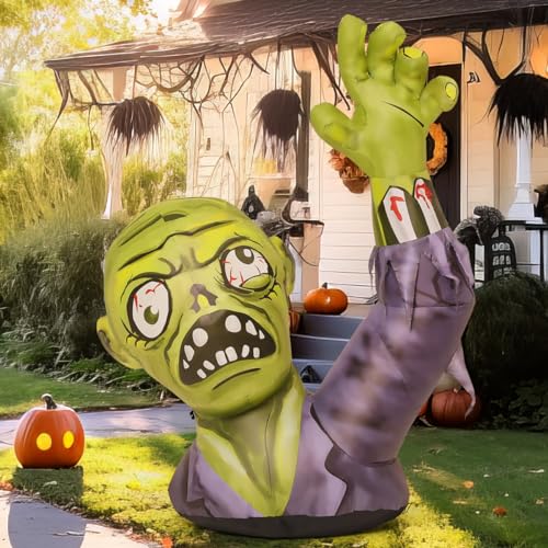 Inflatable Halloween Zombie Decor with Built-in LEDs - 5.2 FT Outdoor Yard Terror