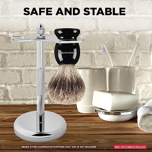 Perfecto Deluxe Chrome Razor and Brush Stand - Elegant Shaving Accessory