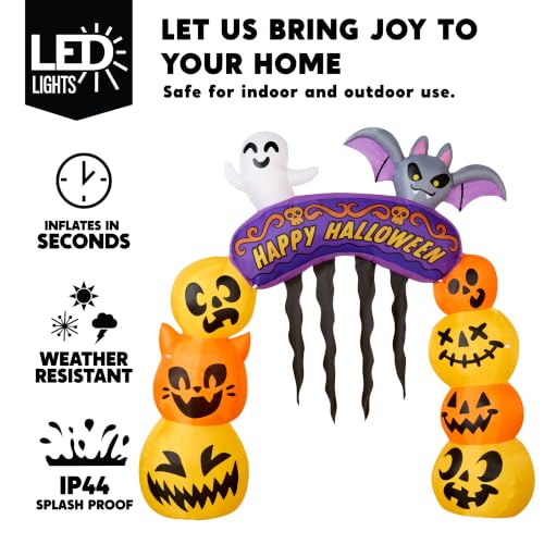 Halloween Inflatable Pumpkin Archway - 10FT Tall Outdoor Yard Decor with LED Lights - Orange Pumpkin Arch
