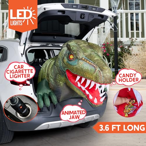 Inflatable Dinosaur Halloween Decoration with LED Lights, Trunk or Treat Car & Yard Display