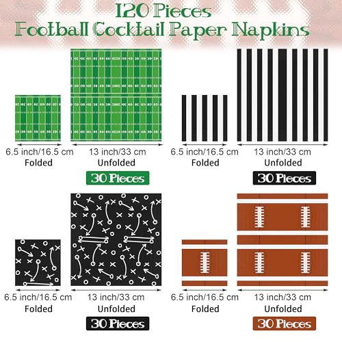 Football Disposable Paper Napkins 6.5 x 6.5 Inch Pack of 120 - Party Decorations