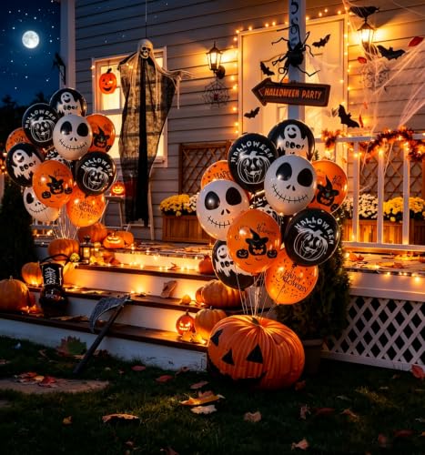 Halloween Balloons Decorations Set - 50pcs 12 Inch Latex Party Balloons