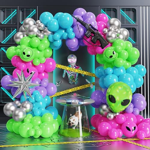 Green Alien Balloon Arch Kit for Halloween & Space Party Decorations