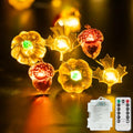 Orange Pumpkin with Maple & Acorn Halloween Lights - 40 LED Battery-Operated with Timer & Remote