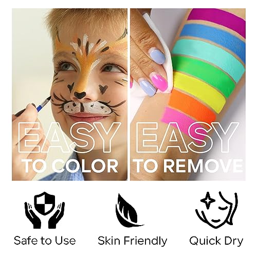 Dark Green & Light Green Face Body Paint Set - Matte Finish Halloween Cosplay