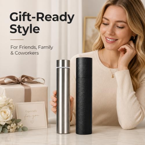 Slim Stainless Steel Vacuum Insulated Water Bottle 8.8oz - Silver