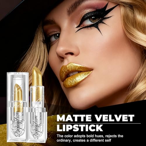 Gold Lipstick Shimmer Body Paint for Halloween and Gothic Makeup - 1 Ounce - ShimmerGold