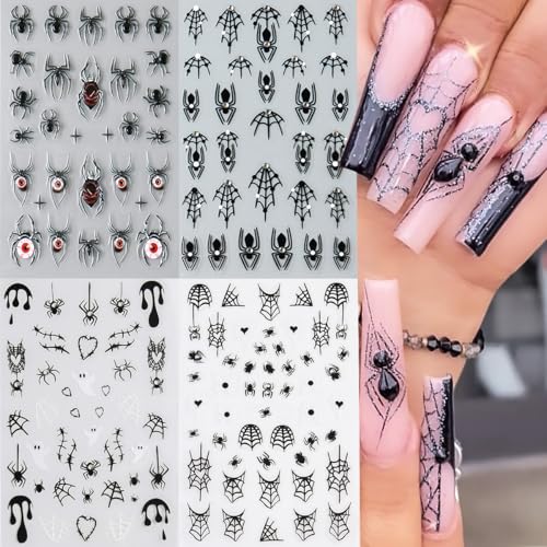 Halloween Nail Stickers 5D Embossed Spider Design Self-Adhesive Set - Variation of THIS listing 9