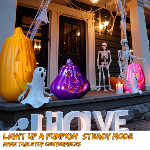Halloween Pumpkin Lantern Set LED Lights - Multicolor, 6 Sizes - Safe & Shatterproof