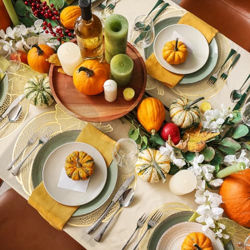 BAHABY 6 Pack Gold Pumpkin Thanksgiving Placemats Fall Table Decor