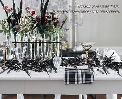 Artificial Fern Garland 2 Pcs 5.8Ft Black White Faux Hanging Vines for Halloween & Decor