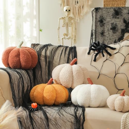 Pink Halloween Pumpkin Throw Pillow - 6x12 Inches Teddy Fleece Accent Cushion - Pack of 1